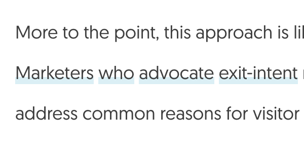 A paragraph containing 4 linked words side by side. 